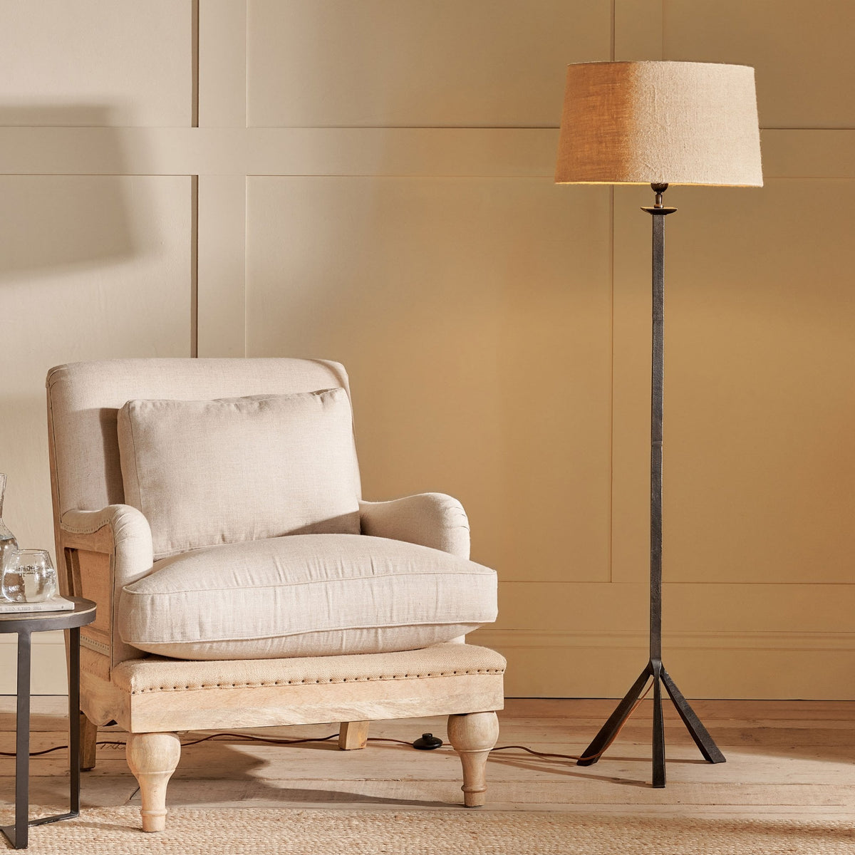 Sahhil Metal Tripod Floor Lamp in Antique Bronze