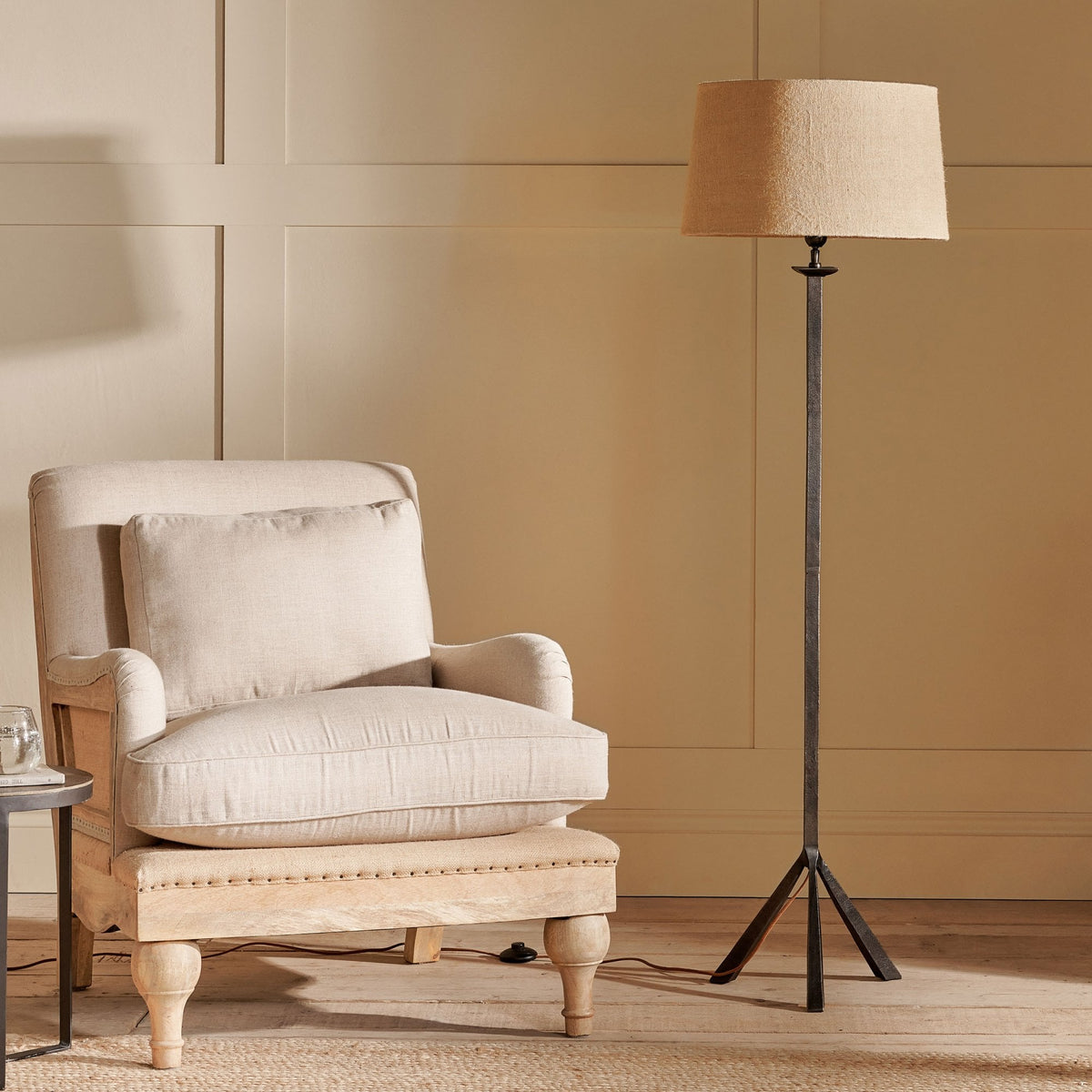 Sahhil Metal Tripod Floor Lamp in Antique Bronze