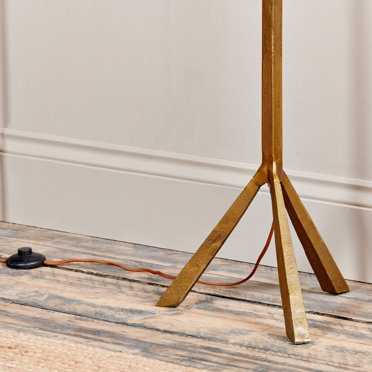 Sahhil Metal Tripod Floor Lamp in Antique Brass
