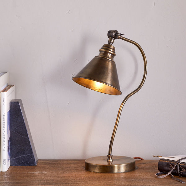 Damba Adjustable Desk Lamp in Antique Brass