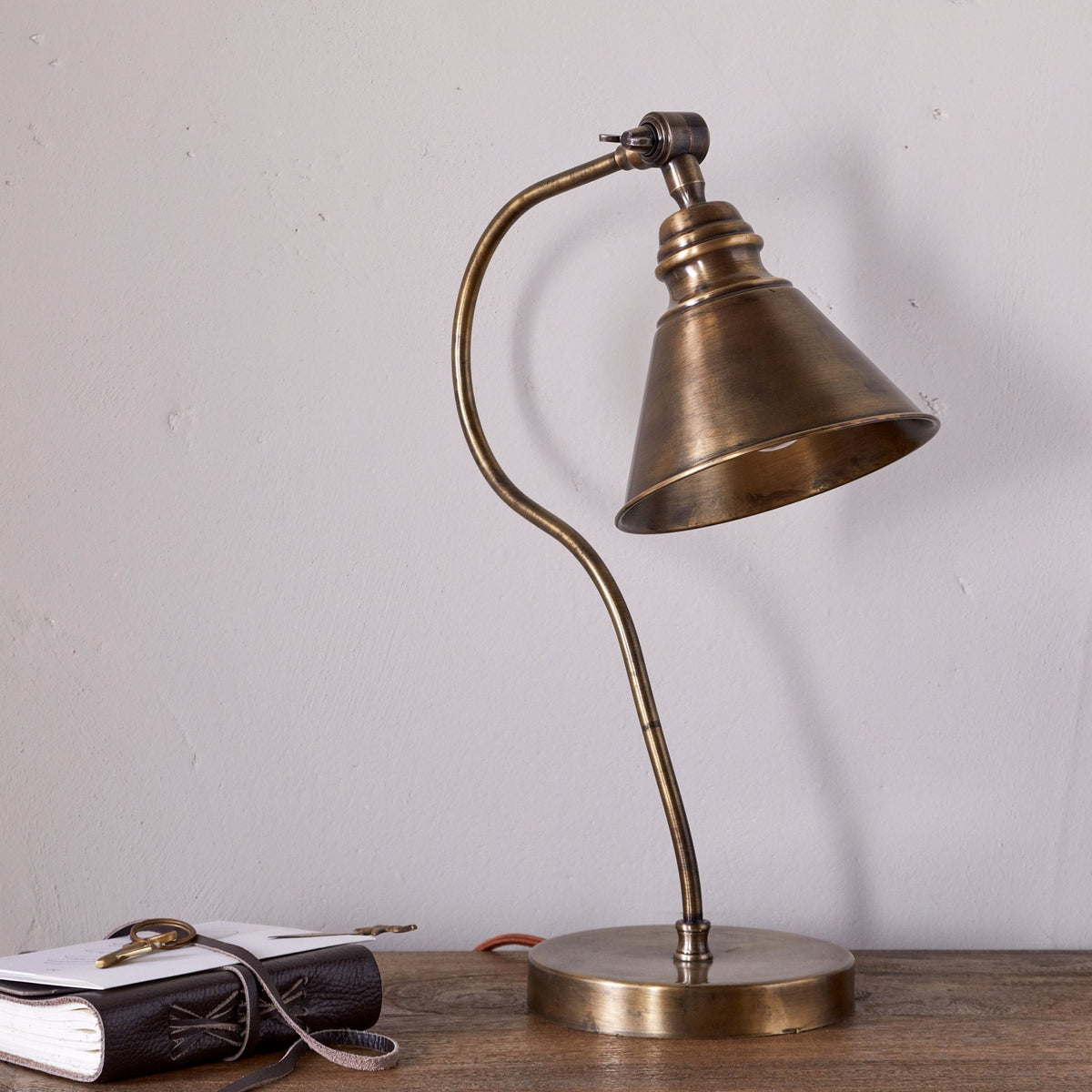 Damba Adjustable Desk Lamp in Antique Brass