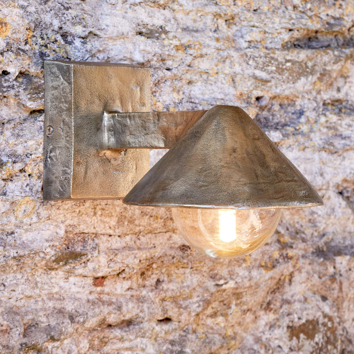 Rhya IP44 Outdoor Wall Light in Antique Brass