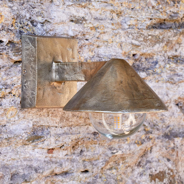 Rhya IP44 Outdoor Wall Light in Antique Brass