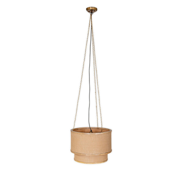 Darat Mango Wood & Jute Two Tier Pendant in Natural Finish