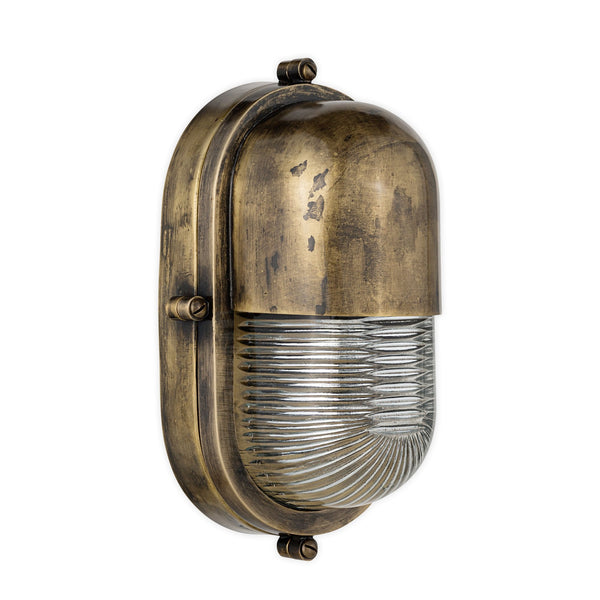 Denaya Outdoor Bulk Head Light Wall Light In Solid Brass With Antique Finish