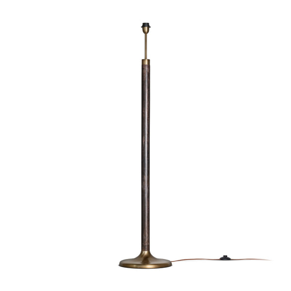 Digha Mango Wood Floor Lamp In Dark Stain & Antique Brass Finish
