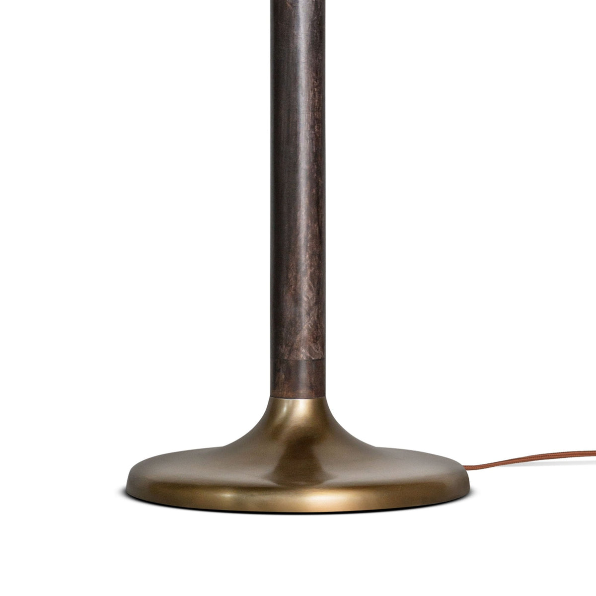 Digha Mango Wood Floor Lamp In Dark Stain & Antique Brass Finish
