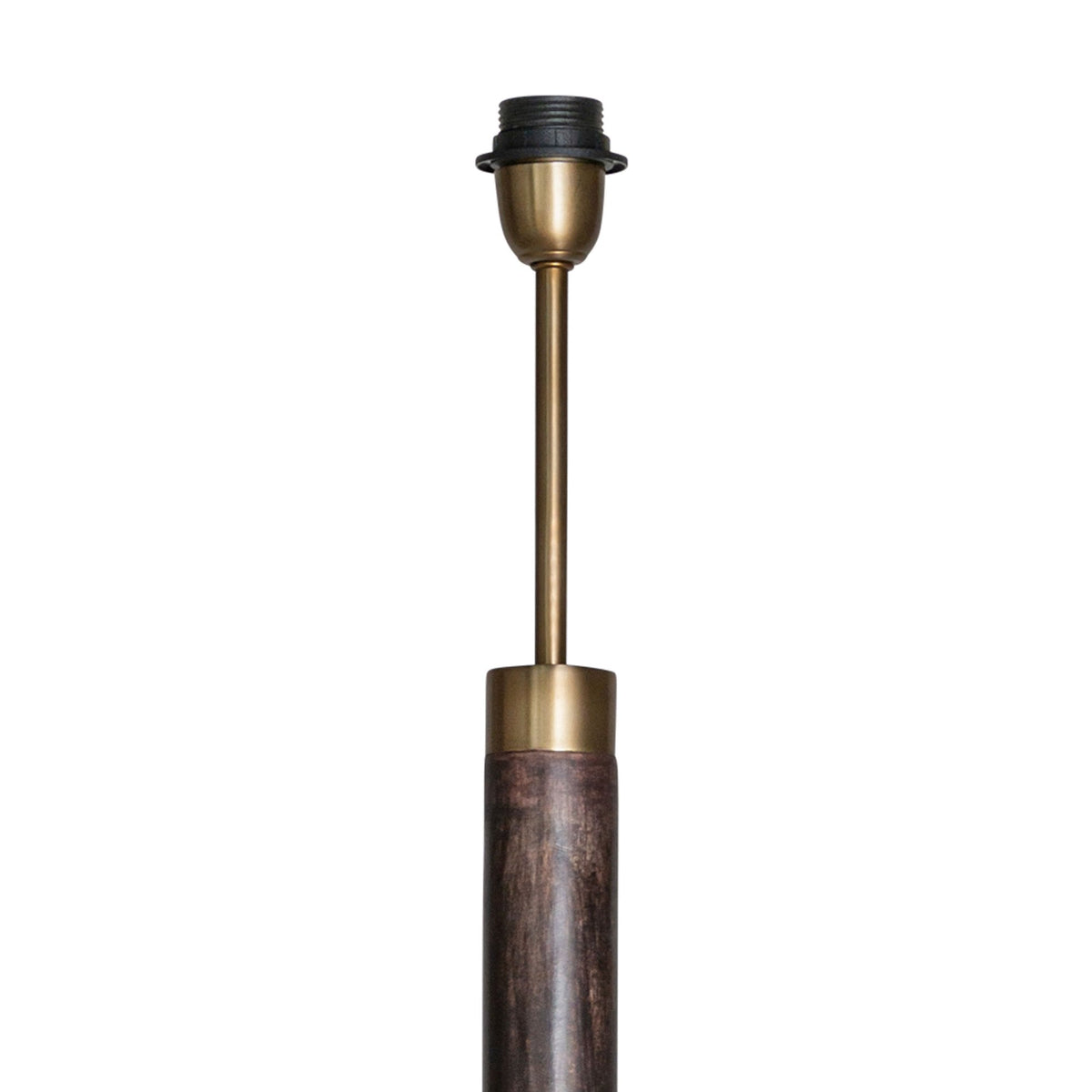 Digha Mango Wood Floor Lamp In Dark Stain & Antique Brass Finish