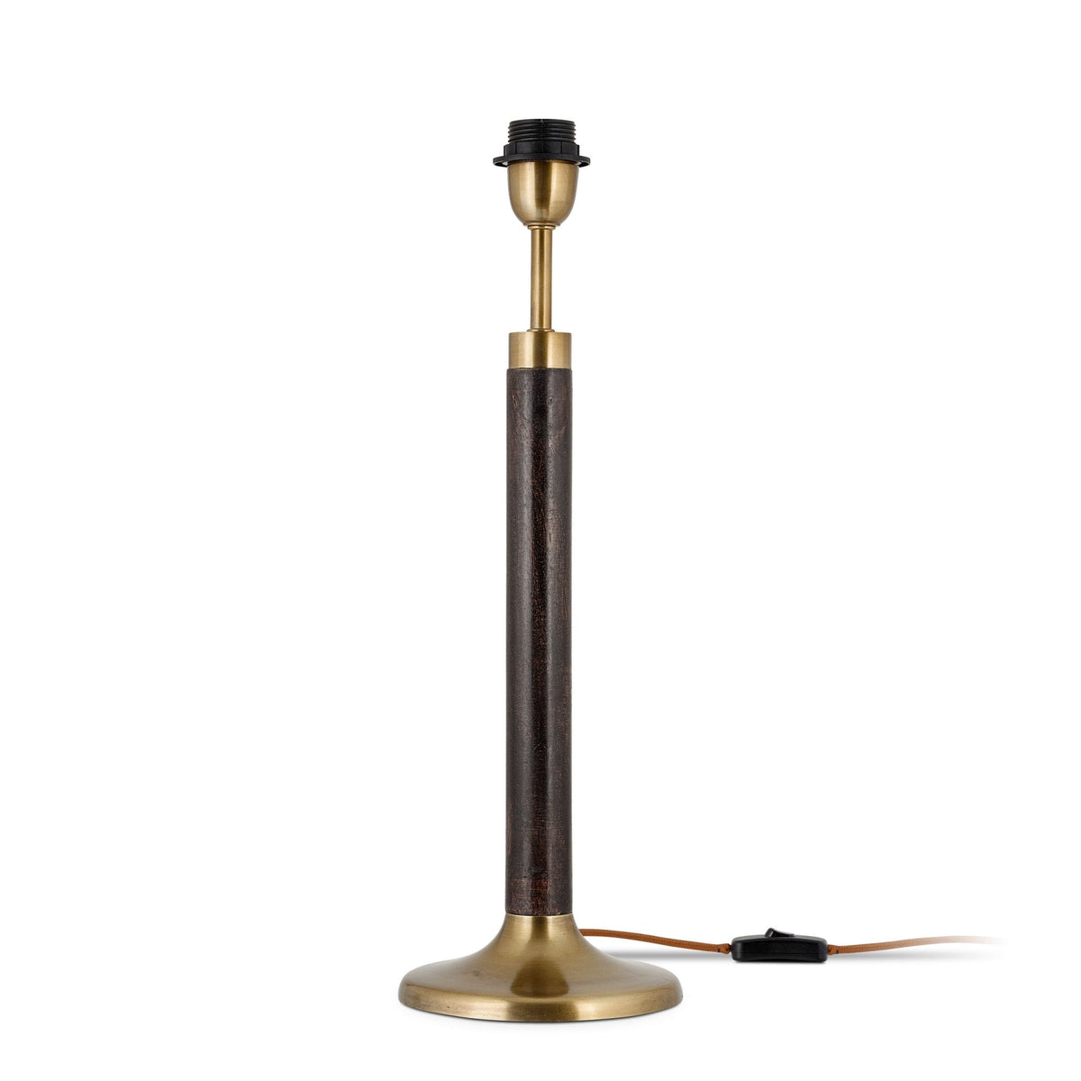 Digha Mango Wood Table Lamp In Dark Stain & Antique Brass Finish