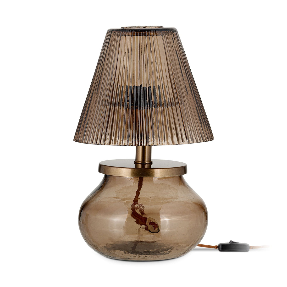 Dimalai Brown Smoke Glass Table Lamp with Fluted Glass Shade