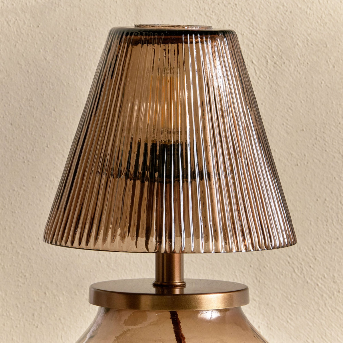Dimalai Brown Smoke Glass Table Lamp with Fluted Glass Shade