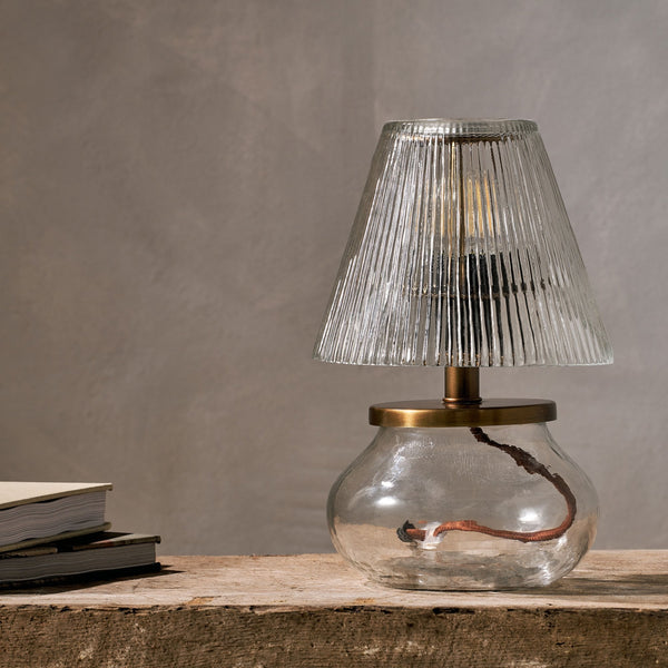 Dimalai Clear Glass Table Lamp with Fluted Glass Shade