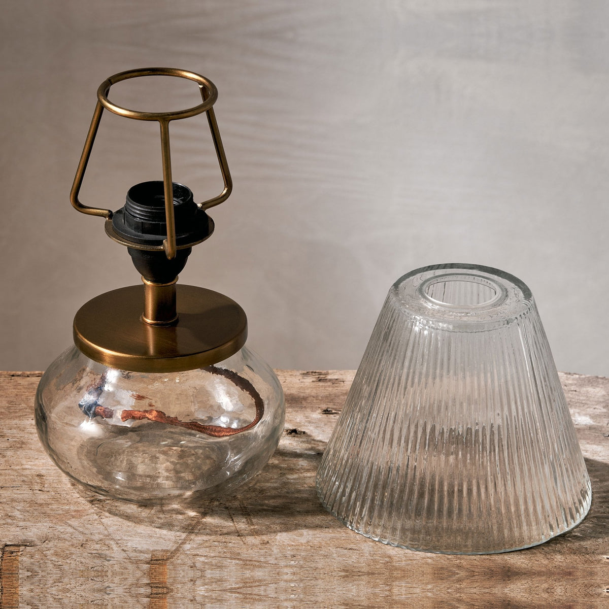 Dimalai Clear Glass Table Lamp with Fluted Glass Shade