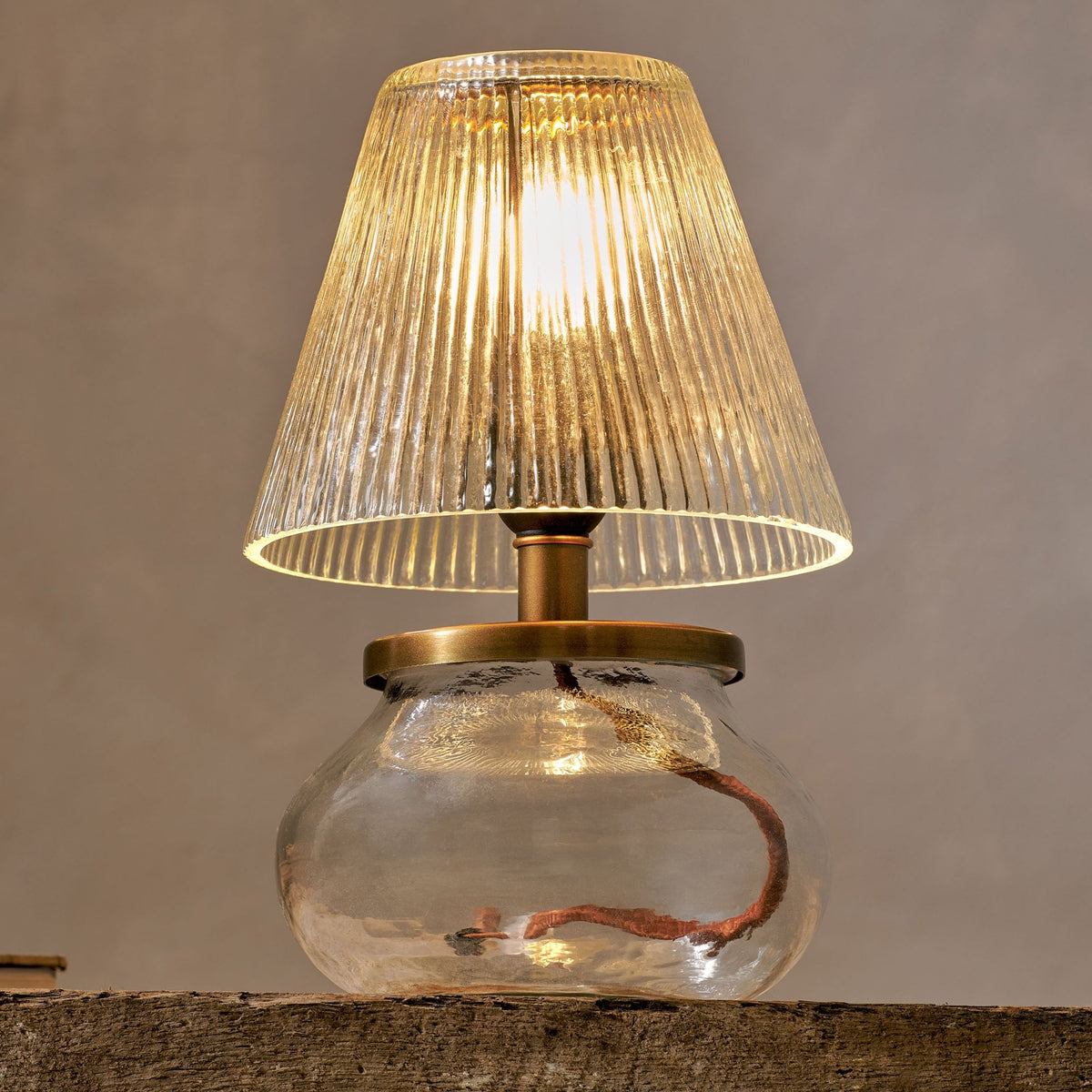 Dimalai Clear Glass Table Lamp with Fluted Glass Shade