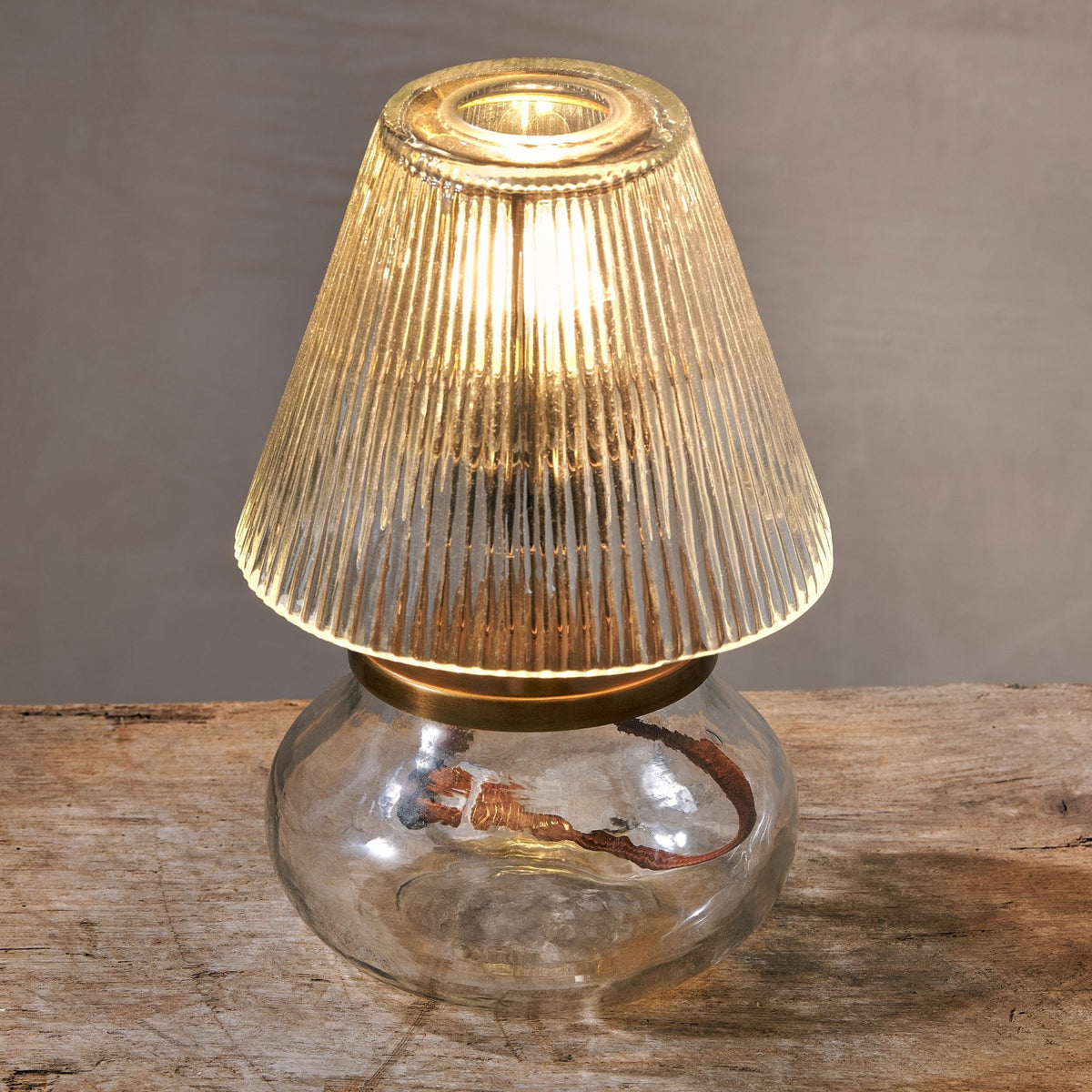 Dimalai Clear Glass Table Lamp with Fluted Glass Shade