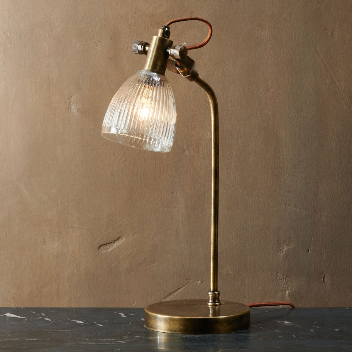 Rarni Recycled Glass Table Lamp in Antique Brass