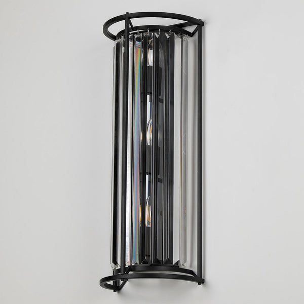 Torrington Tall Wall Light in Satin Black & Clear Crystal Glass