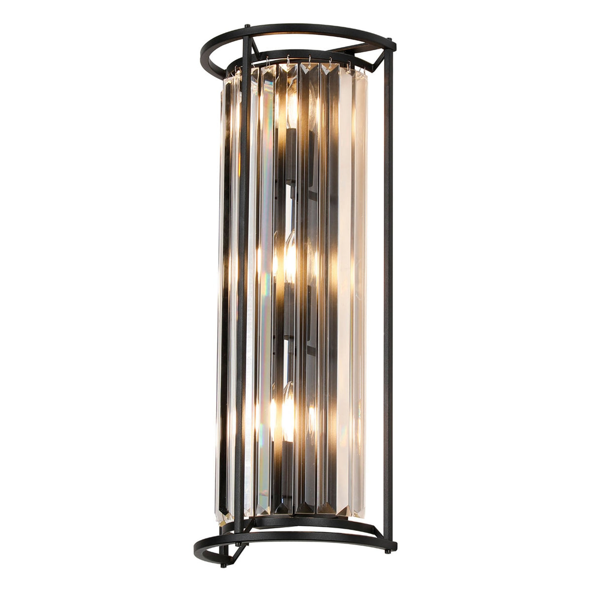 Torrington Tall Wall Light in Satin Black & Clear Crystal Glass