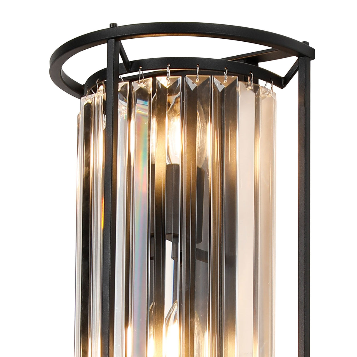 Torrington Tall Wall Light in Satin Black & Clear Crystal Glass