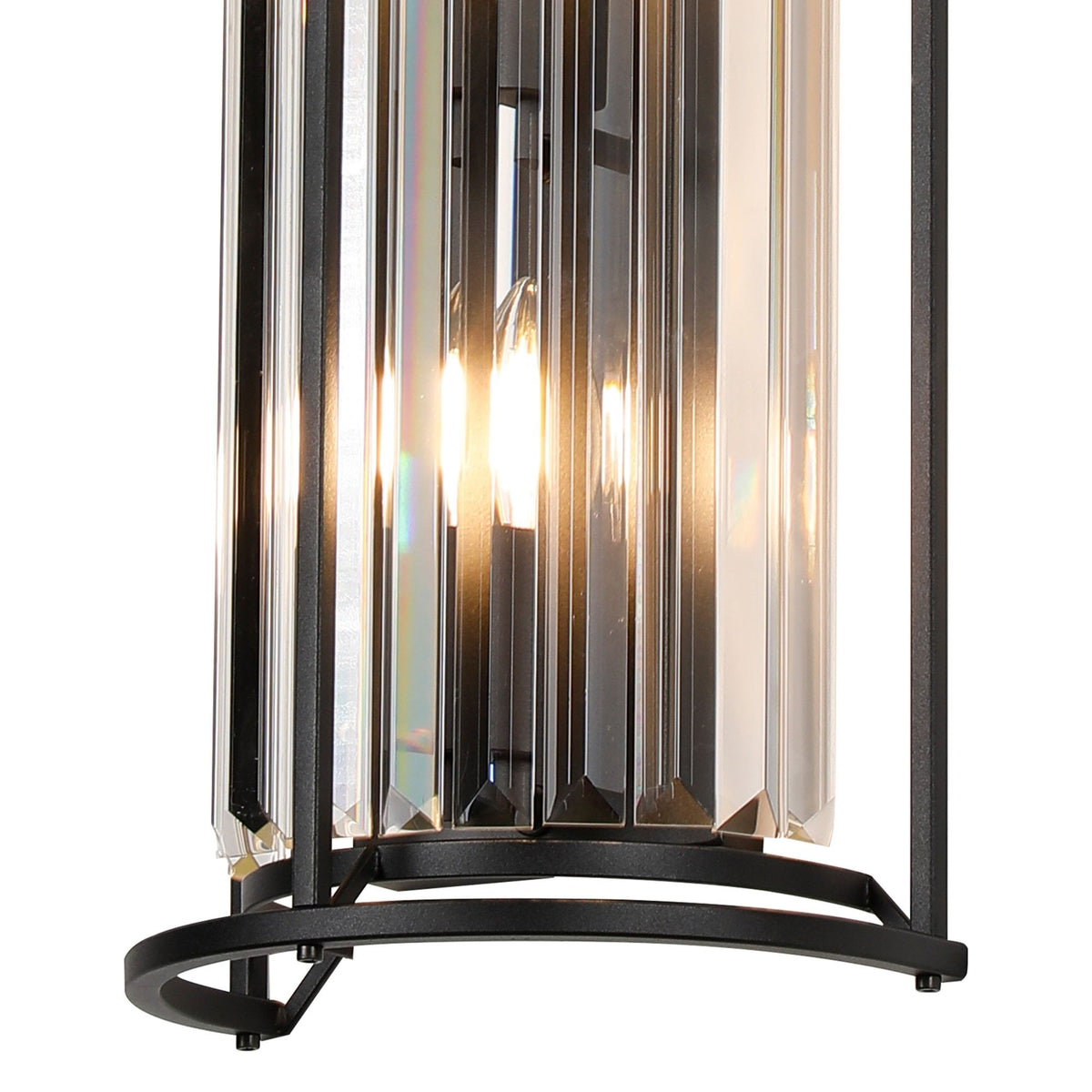 Torrington Tall Wall Light in Satin Black & Clear Crystal Glass
