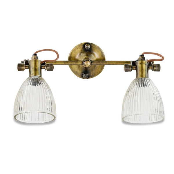 Rarni Recycled Glass Double Wall Light in Antique Brass