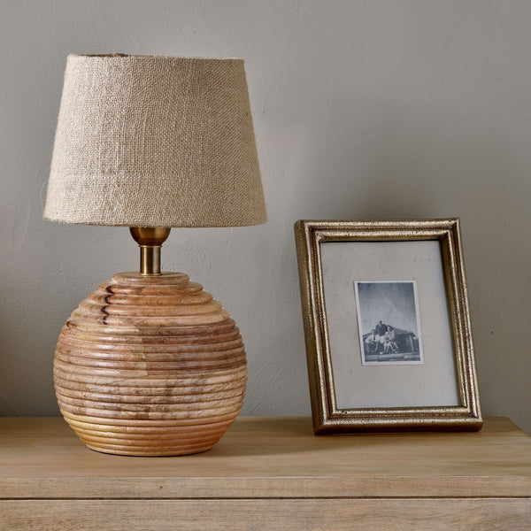 Drisana Mango Wood Grooved Round Bedside Table Lamp Base