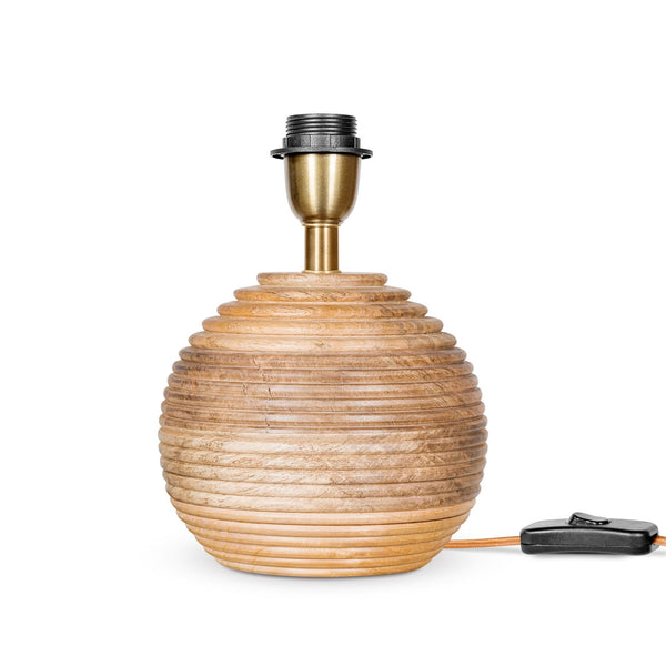 Drisana Mango Wood Grooved Round Bedside Table Lamp Base