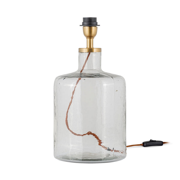 Edina Small Clear Glass Table Lamp Base with Brass Detail