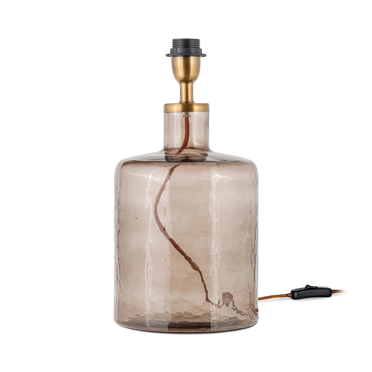 Edina Small Smoke Brown Glass Table Lamp Base with Brass Detail