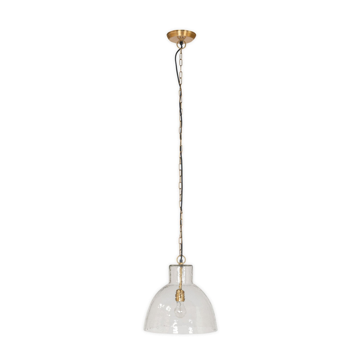 Inayah Textured Clear Glass Pendant with Antique Brass Detail