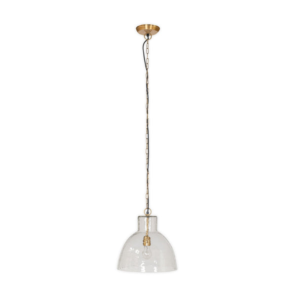 Inayah Textured Clear Glass Pendant with Antique Brass Detail