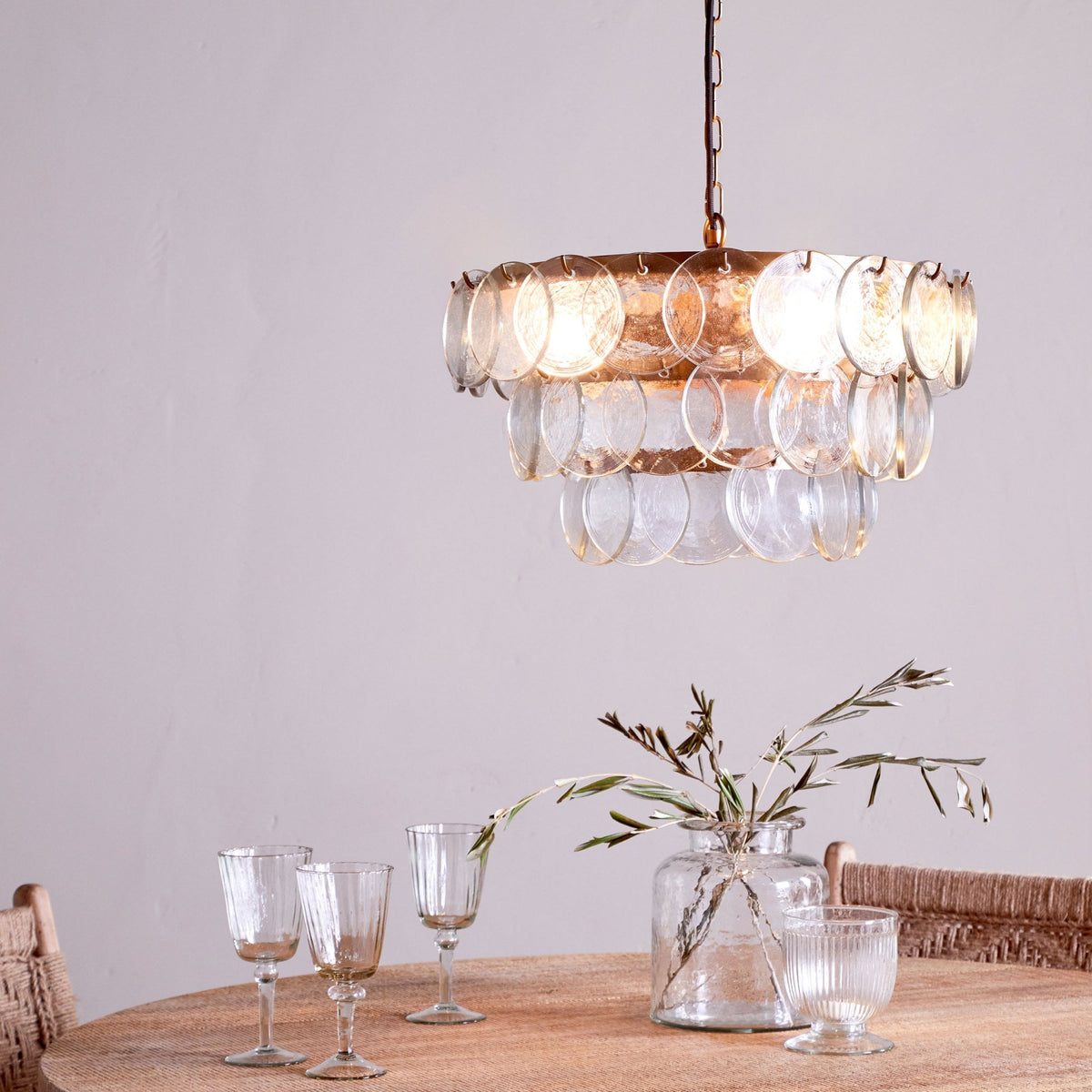 Kagitha Clear Glass & Antique Brass Small Chandelier