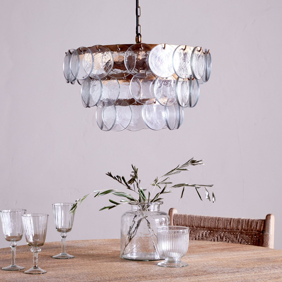 Kagitha Clear Glass & Antique Brass Small Chandelier