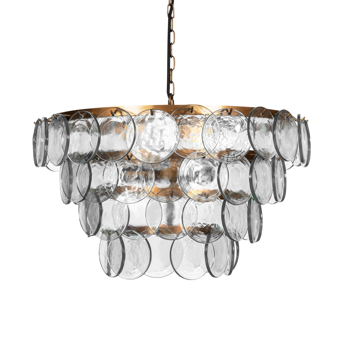 Kagitha Clear Glass & Antique Brass Large Chandelier