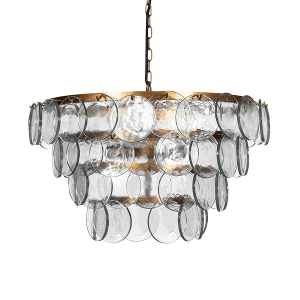 Kagitha Clear Glass & Antique Brass Large Chandelier