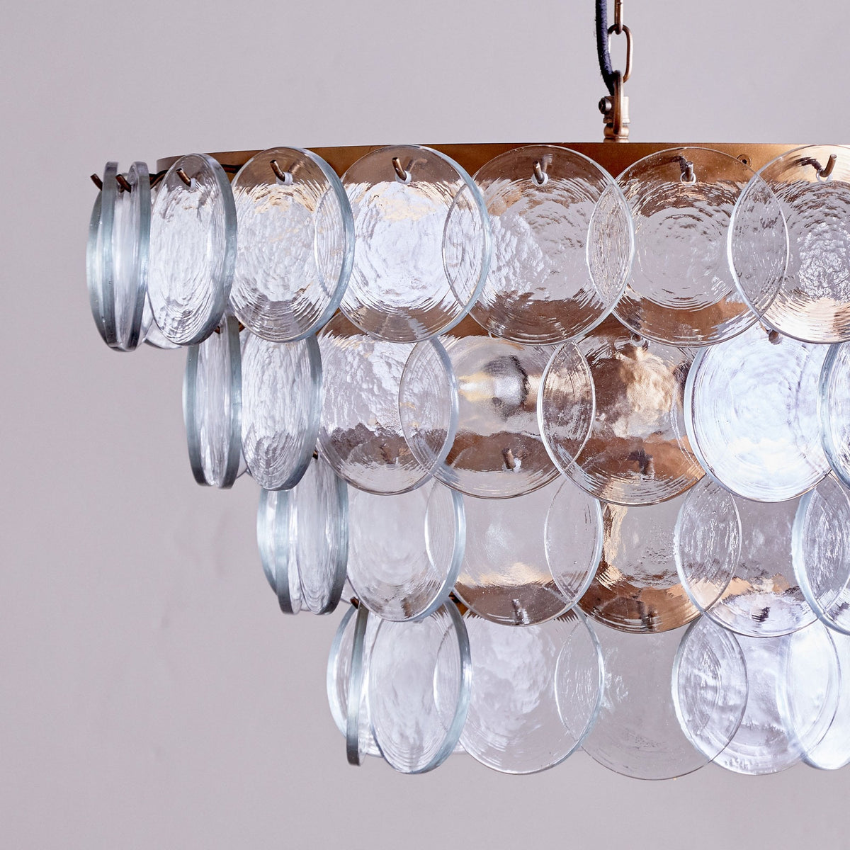 Kagitha Clear Glass & Antique Brass Large Chandelier