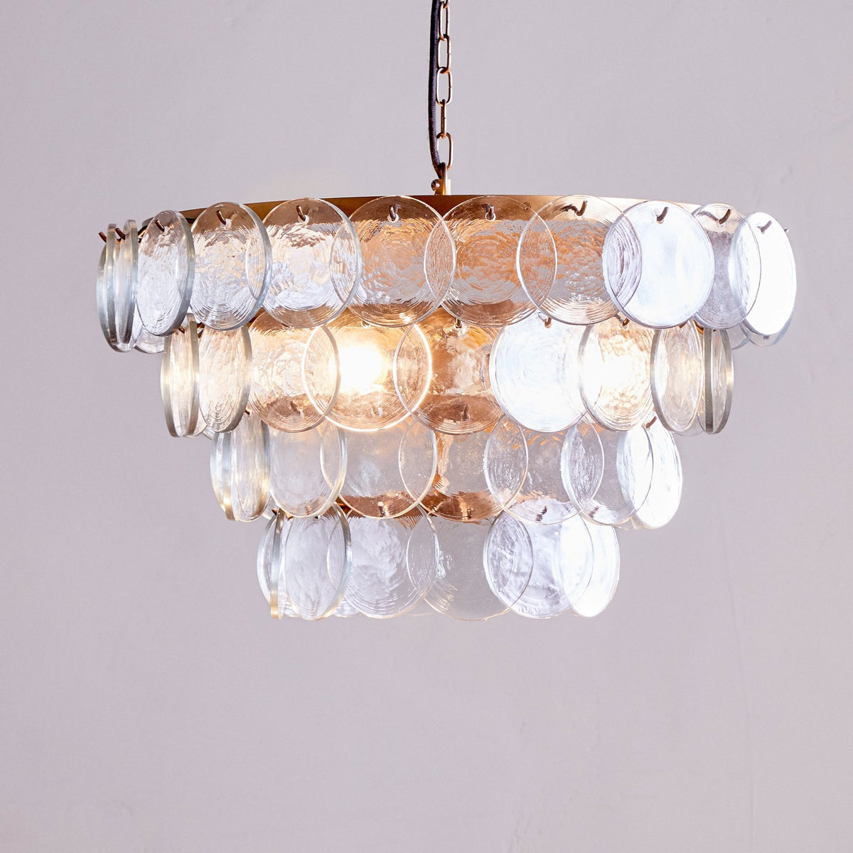 Kagitha Clear Glass & Antique Brass Large Chandelier