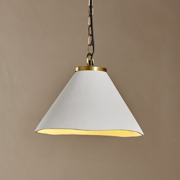 Kiara Organic Shape Ceramic Pendant With Antique Brass Detail