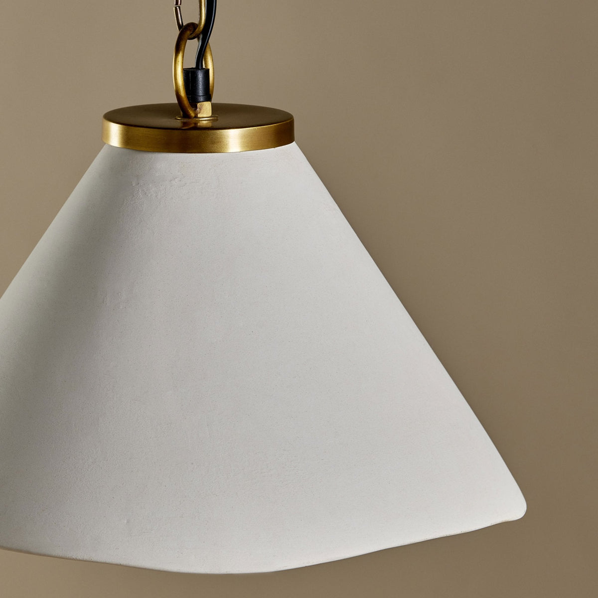 Kiara Organic Shape Ceramic Pendant With Antique Brass Detail