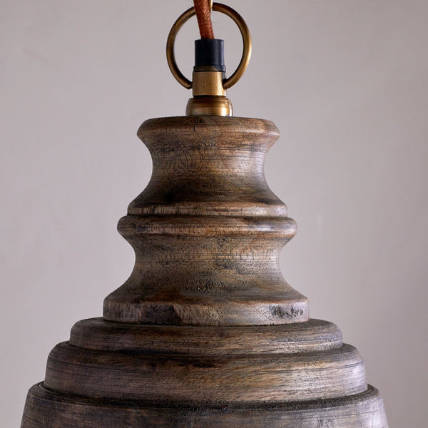 Koma Mango Wood Pendant in Ash Stain Finish