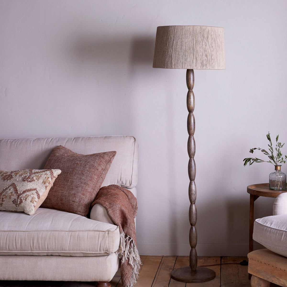 Konali Mango Wood Floor Lamp Base in Ash Stain Finish