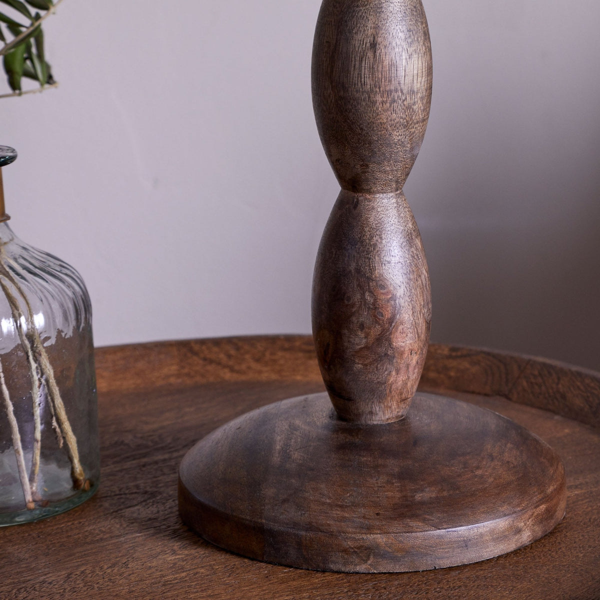 Konali Mango Wood Table Lamp Base in Ash Stain Finish