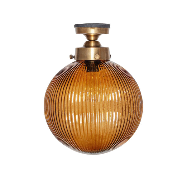 Konnie Amber Glass Bathroom Ceiling Light In Antique Brass