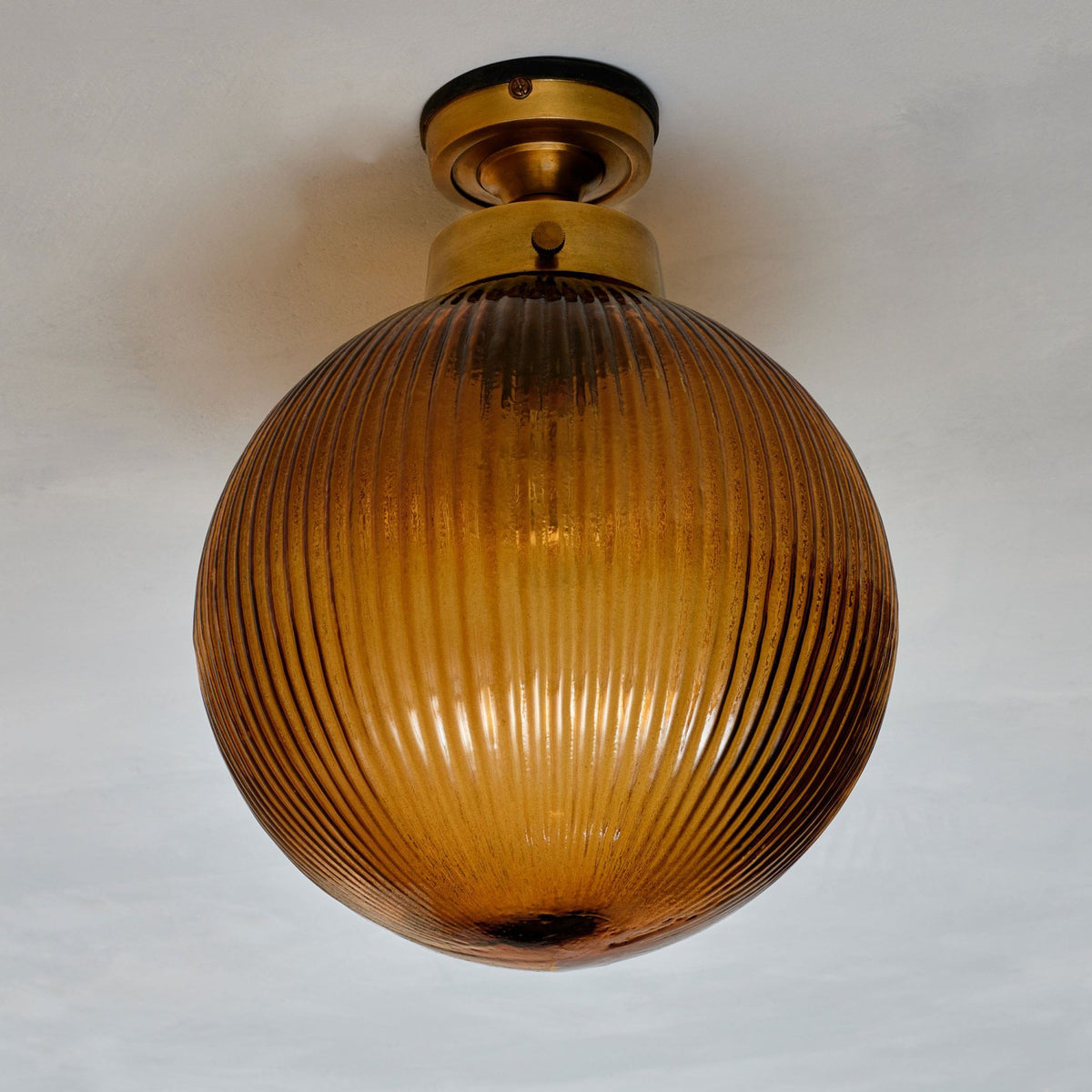Konnie Amber Glass Bathroom Ceiling Light In Antique Brass