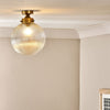 Konnie Clear Glass Bathroom Ceiling Light In Antique Brass
