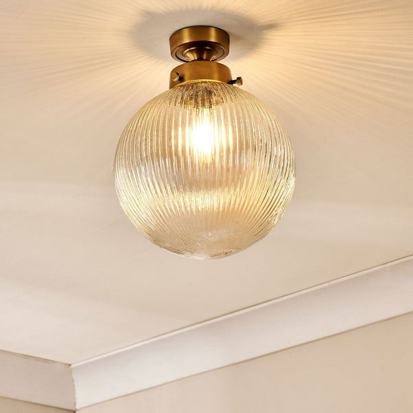 Konnie Clear Glass Bathroom Ceiling Light In Antique Brass