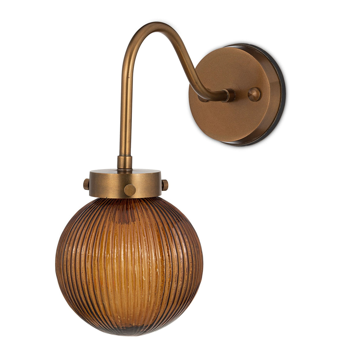 Konnie Amber Glass Bathroom Wall Light In Antique Brass