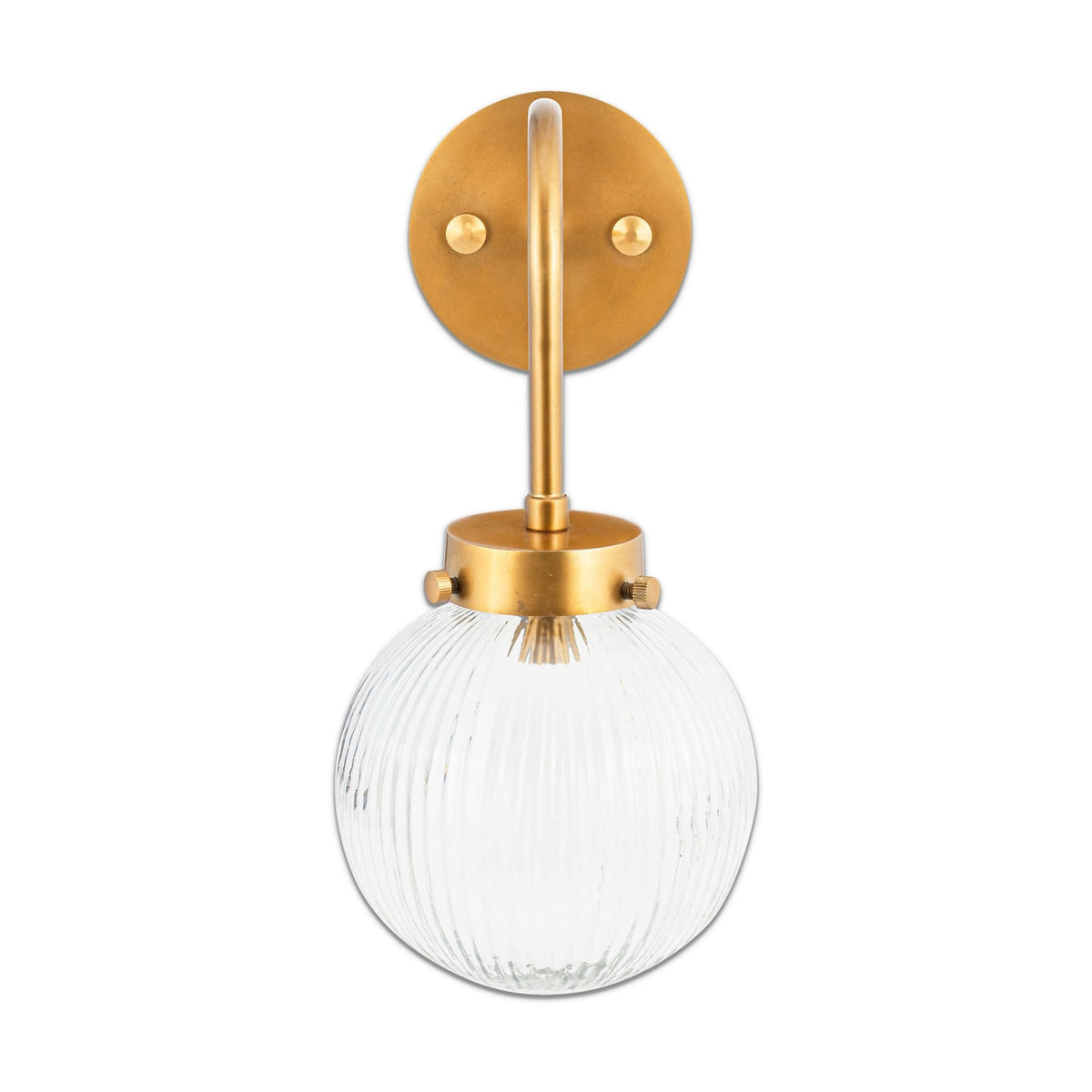 Konnie Clear Glass Bathroom Wall Light In Antique Brass
