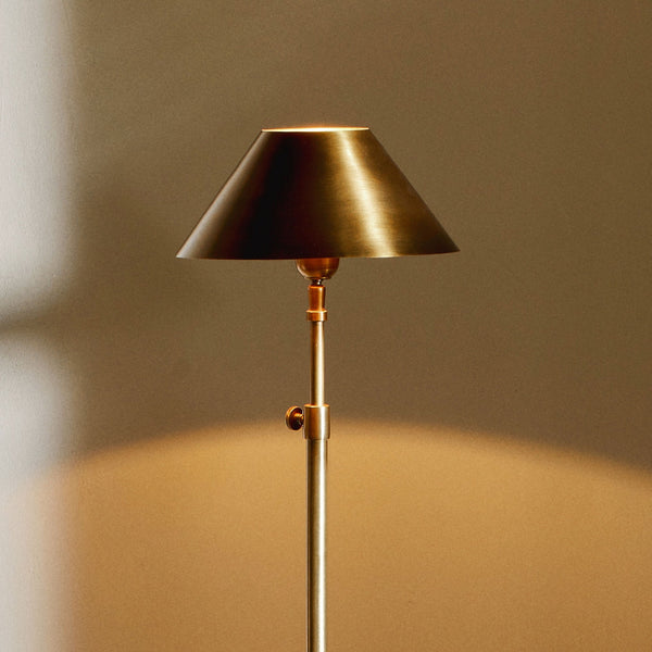 Lalua Adjustable Height Floor Lamp in Antique Brass