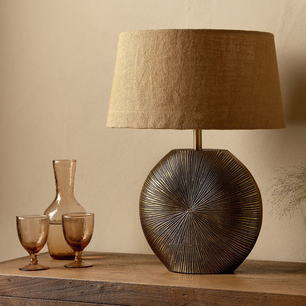 Ramvas Etched Table Lamp in Antique Brass